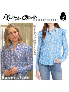 Alice + Olivia “Zimmer” Poodles ruffle blouse S